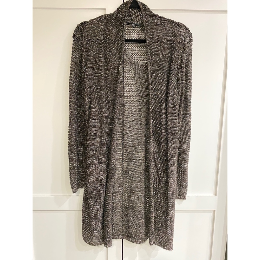 Eileen Fisher Metallic Open Front Sweater Xs
